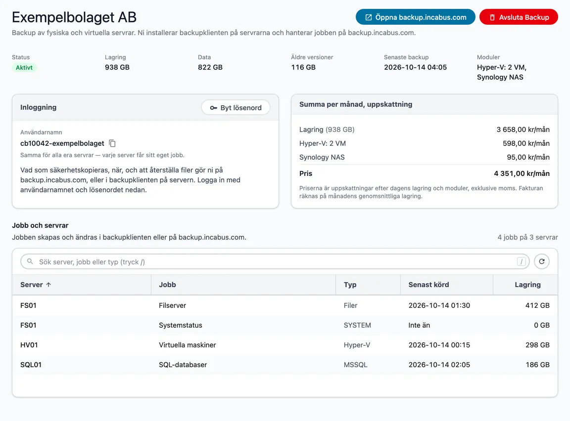 Översikten för Backup