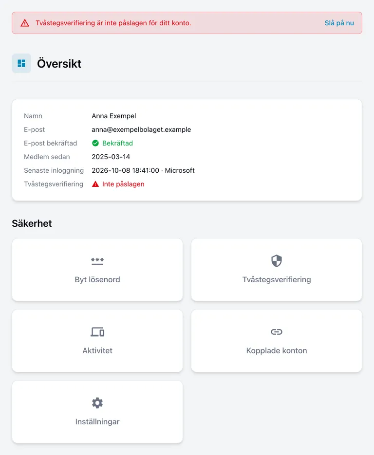 Översikt över kontot