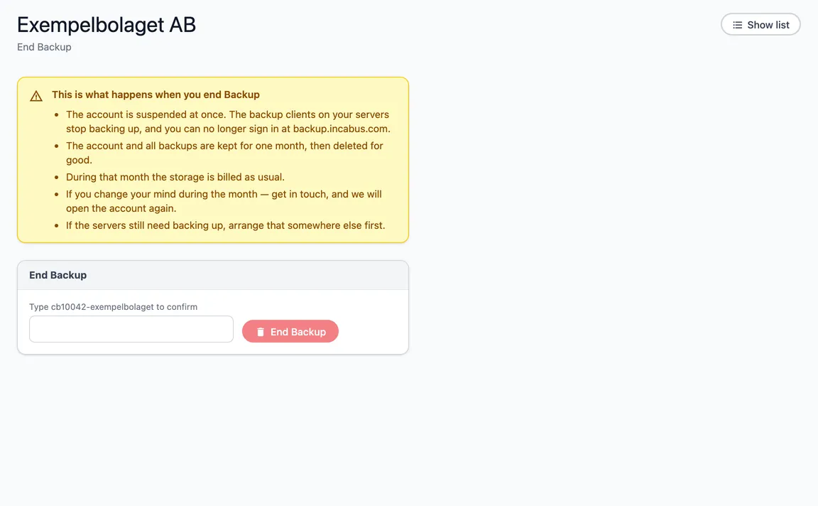 End Backup