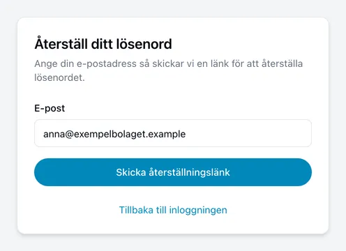 Begära en återställningslänk