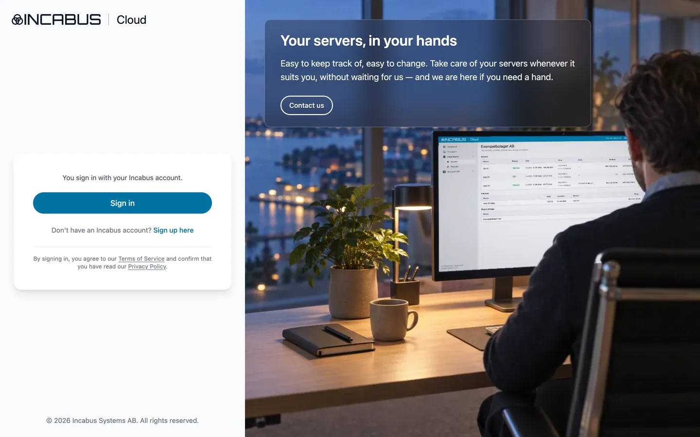 The sign-in page