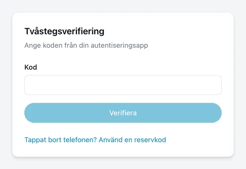 Ange verifieringskoden