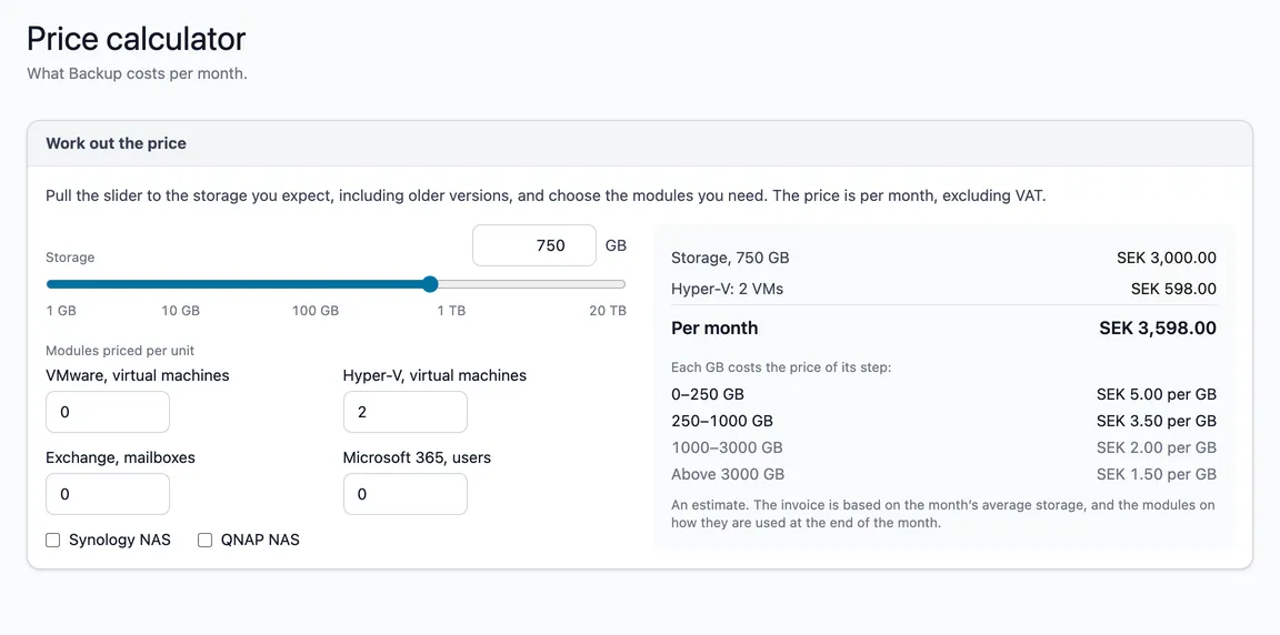 The price calculator