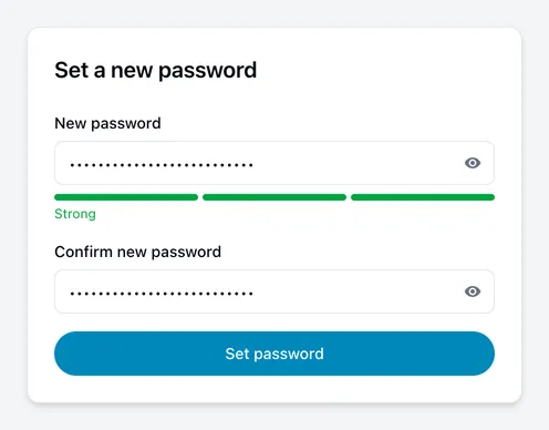 Setting a new password