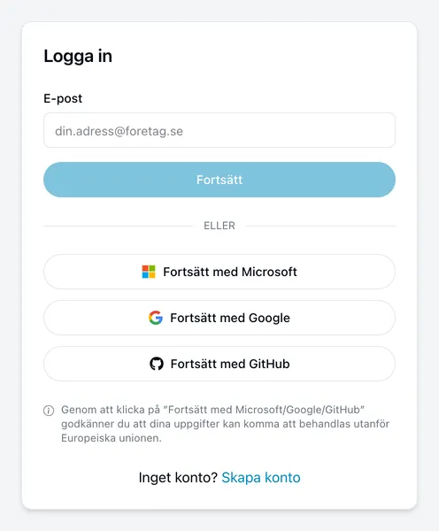 Inloggningssidan