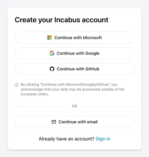 Creating an account